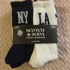 Scotch & Soda Men's Cushioned Crew Socks - Navy and White